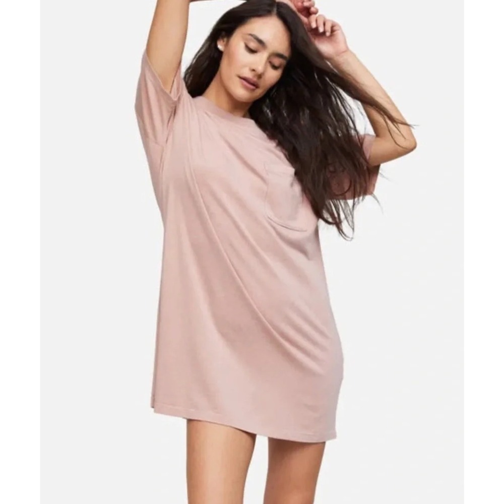 MATE The Label Sleep Tee Dress Tencel Organic Cotton Short Sleeve Rose Size M